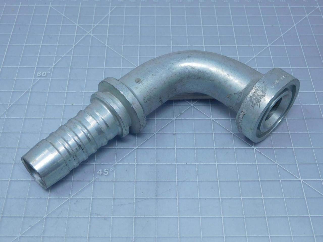 GlobalSpiral Couplings Gates 16GS-16FLC90-074, Caterpillar Style O-Ring Flange, Zinc Plated Carbon Steel, 5.16", 90° Bent Tube, 1" ID