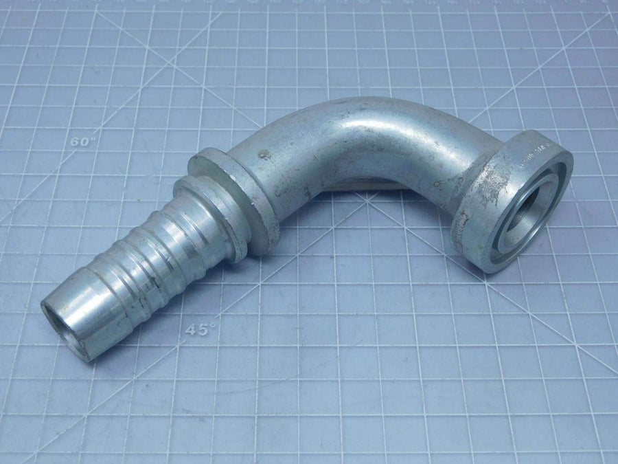 GlobalSpiral Couplings Gates 16GS-16FLC90-074, Caterpillar Style O-Ring Flange, Zinc Plated Carbon Steel, 5.16", 90° Bent Tube, 1" ID