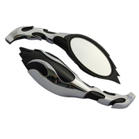 Chrome/Black CIPA Motorcycle Flame Mirror Kit