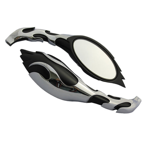 Chrome/Black CIPA Motorcycle Flame Mirror Kit