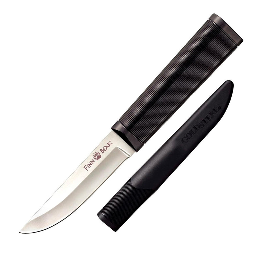 Cold Steel 4" Finn Bear Durable Compact German 4116 Stainless Steel Fixed Blade Straight Back Outdoor Game Hunting Utility Knife, 4-1/2" Textured Handle, Secure-Ex Sheath
