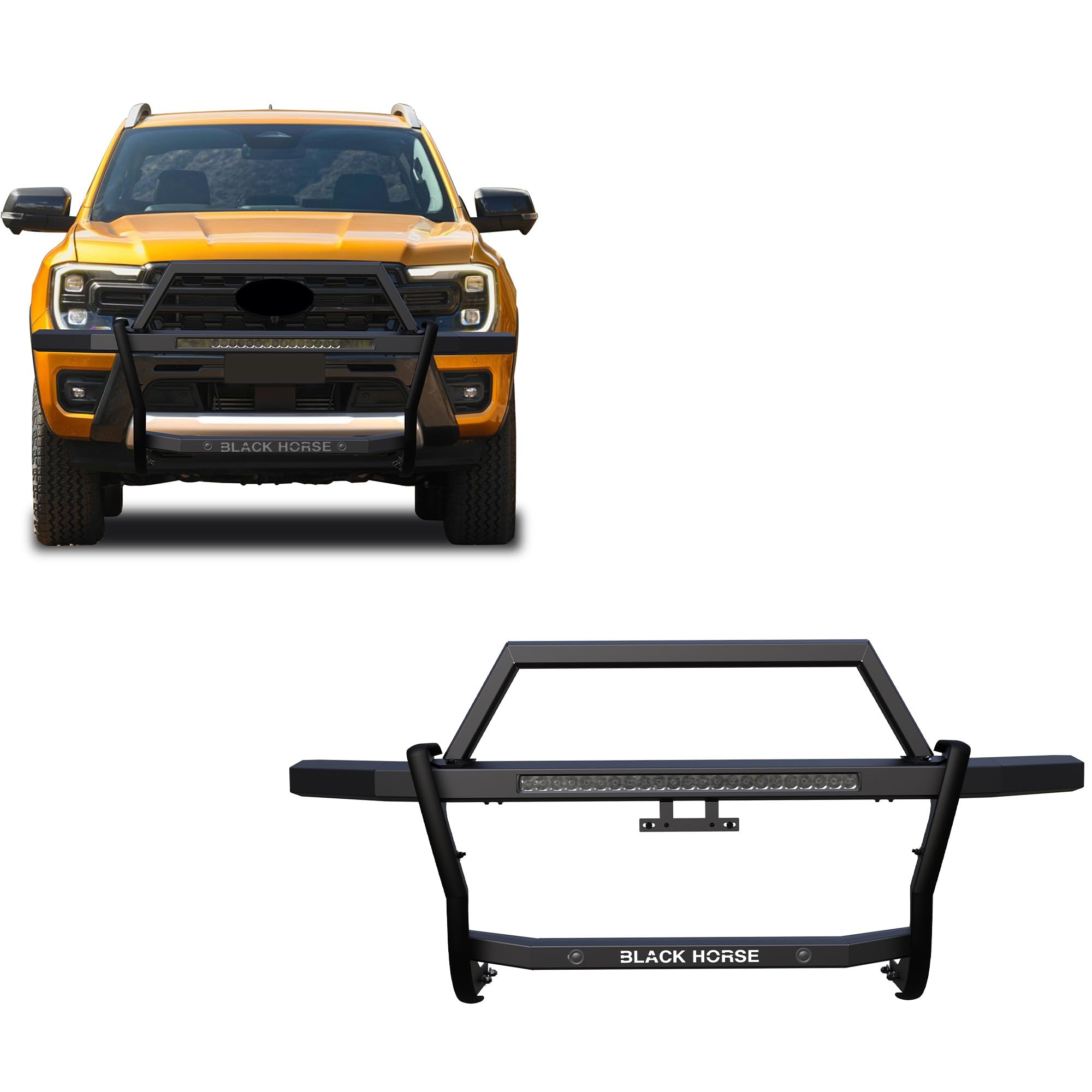 Rambler Black Horse Grille Guard Kit Modular Black Compatible with 2019-2023 Ford Ranger-RAGF10-K1
