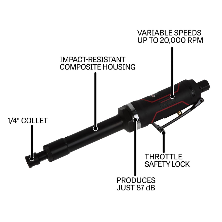Pneumatic JET 1/4-Inch Extended Die Grinder, 20000 RPM (JAT-481)