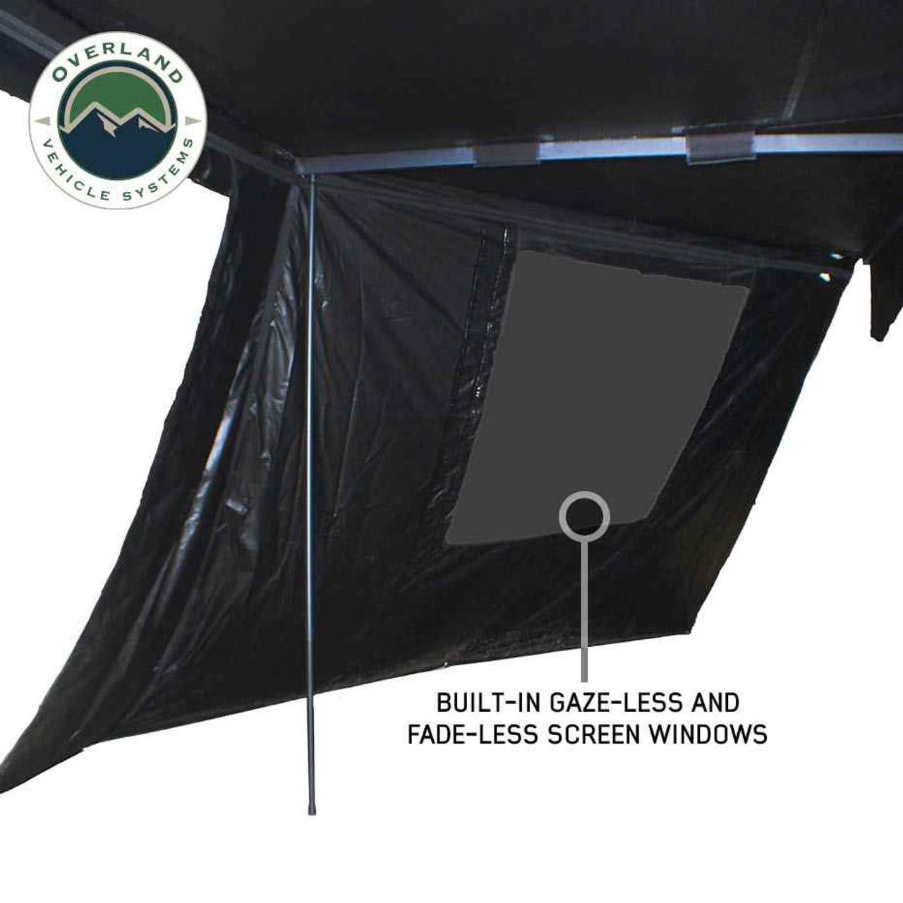 XD Nomadic 180 Awning Wall with Windows - Overland Vehicle Systems 320G Poly Cotton Rip Stop Black Out Matierial - Zipper Attachment Method
