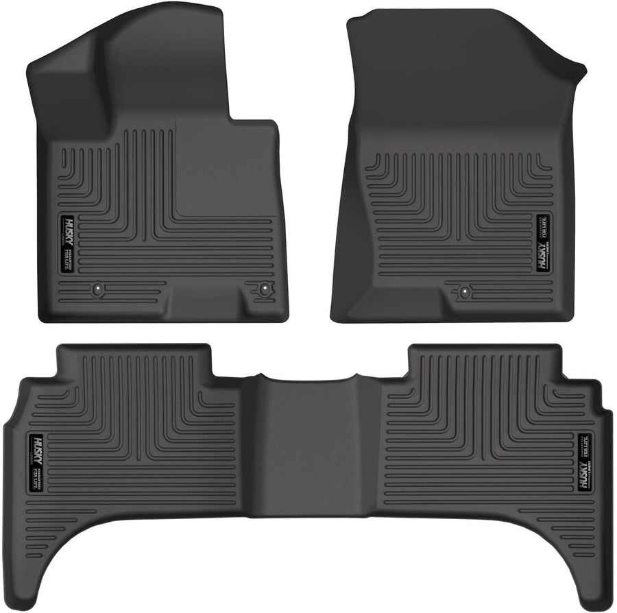 Weatherbeater Husky Liners Floor Mats | Fits 2022-2026 Hyundai Santa Cruz | Front & 2nd Row, 3-pc Black - 95531