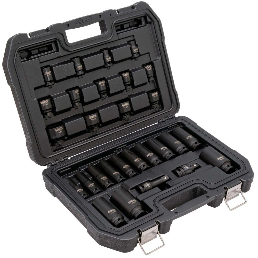 DEWALT Combination Socket Set, SAE, Impact Set, 1/2-Inch Drive, 28-Piece (DWMT19244)