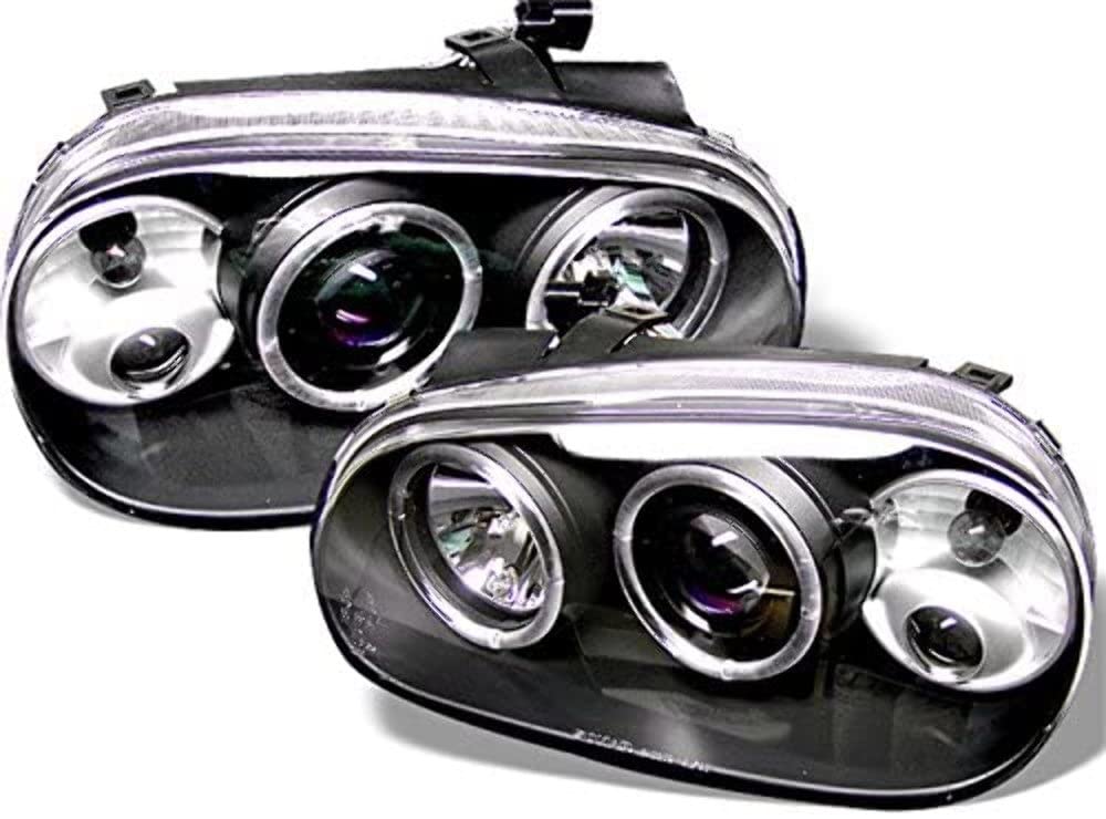 LED Halo Spyder Auto Projector Headlights Black/Clear 5012159