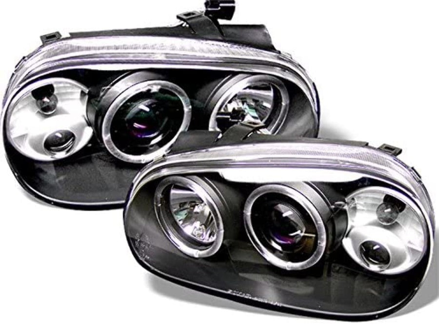 LED Halo Spyder Auto Projector Headlights Black/Clear 5012159