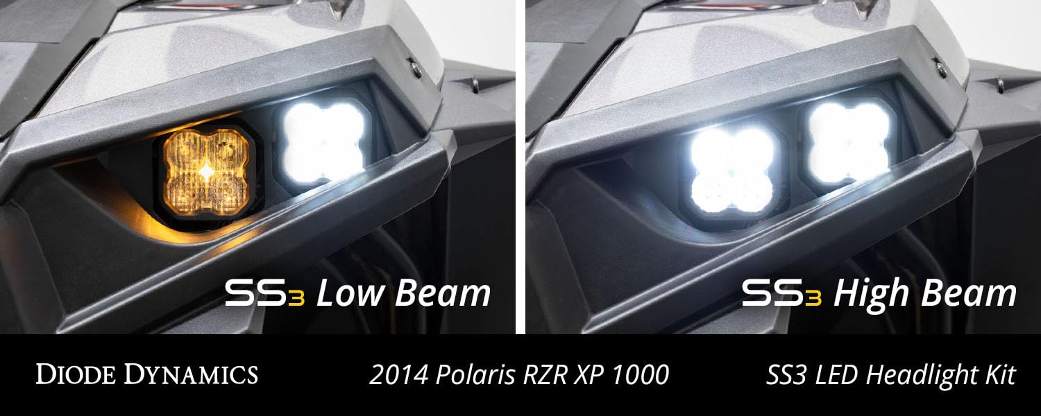 Diode Dynamics SS3 LED Headlight Kit RZR XP compatible with Polaris 2014-2023, SS3 Sport