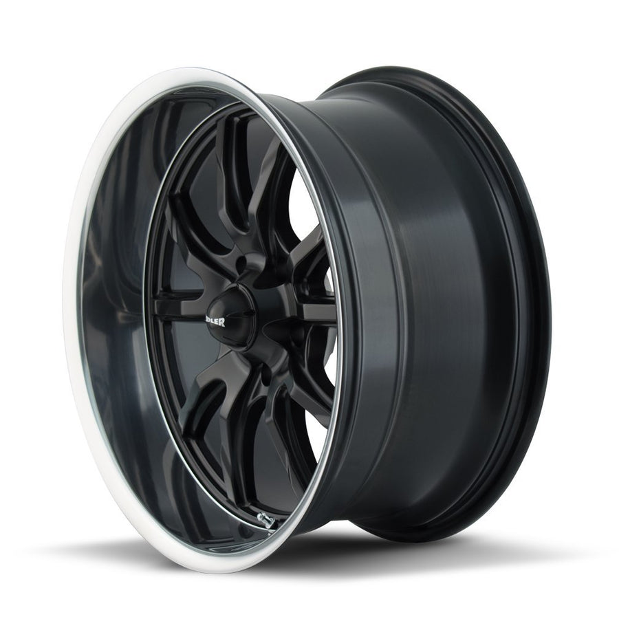 650 Ridler Matte Black/Polished Lip Wheel with Painted Finish (18 x 8. inches /5 x 114 mm, 0 mm Offset)