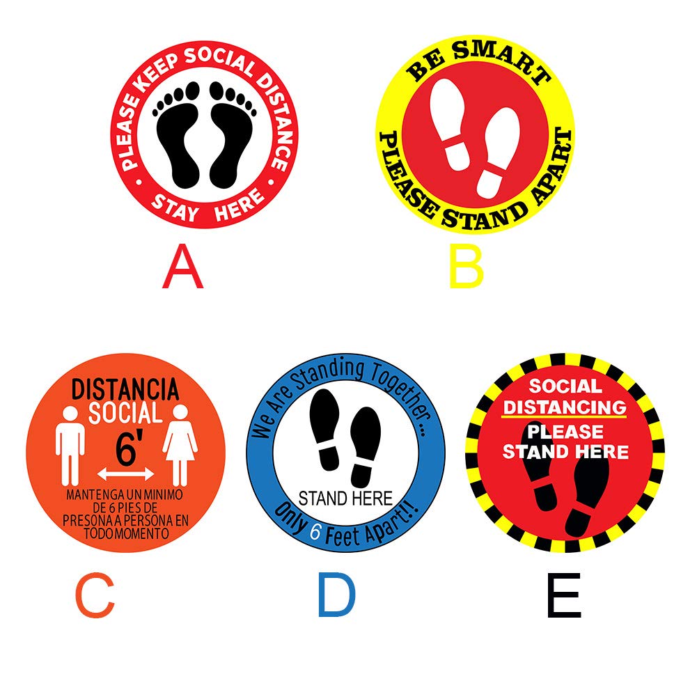 5pcs/Set ompait Safety Markers Keep Social Distance Safety Floor Sign Office Shop Floor PVC Multifunction Bank Self Adhesive Sign