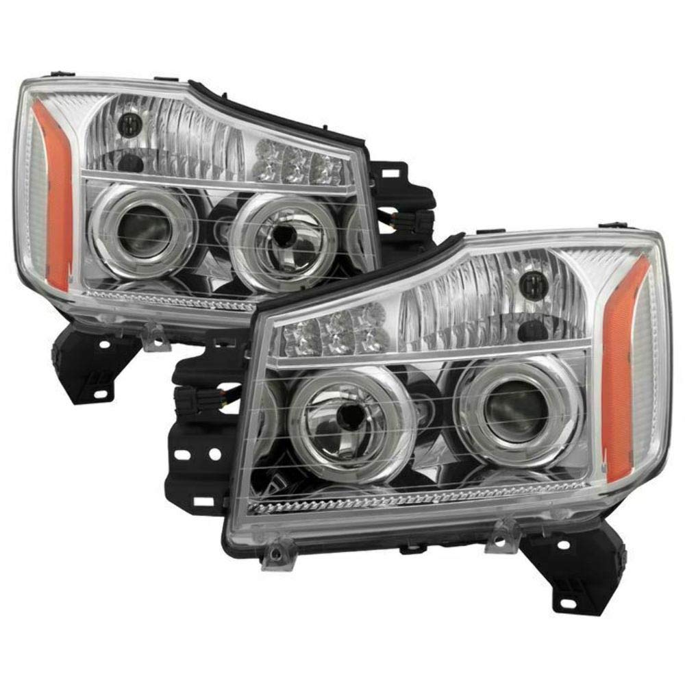Nissan Titan/Armada Chrome Halogen LED Projector Headlight - Pair Spyder Auto (PRO-JH-NTI04-LED-C)