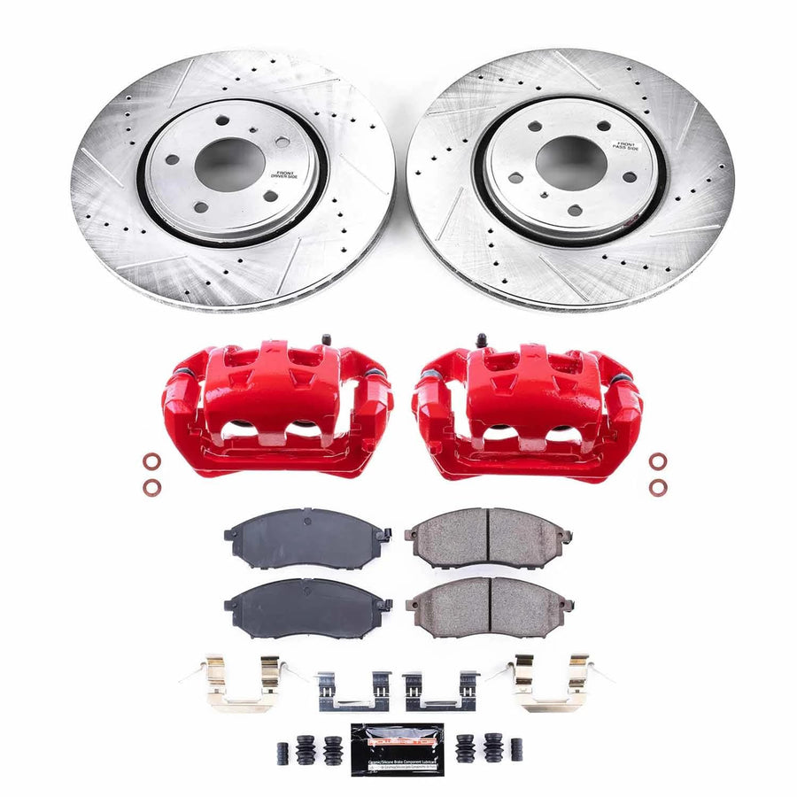 Power Stop Z23 Daily Driver KC5264 Front Brake Caliper Kit-Drilled/Slotted Rotor, Brake Pads & Calipers For INFINITI FX35, INFINITI F, INFINITI FX45, INFINITI [Model Specific]