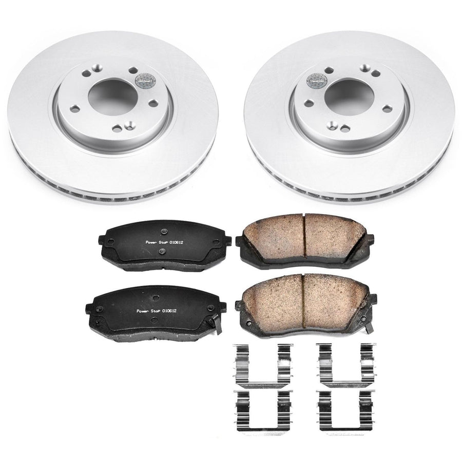 Power Stop Coated CRK6510 Brake Rotor and Ceramic Brake Pads- Front For Kia Sportage 2012-2016 [Model Specific]