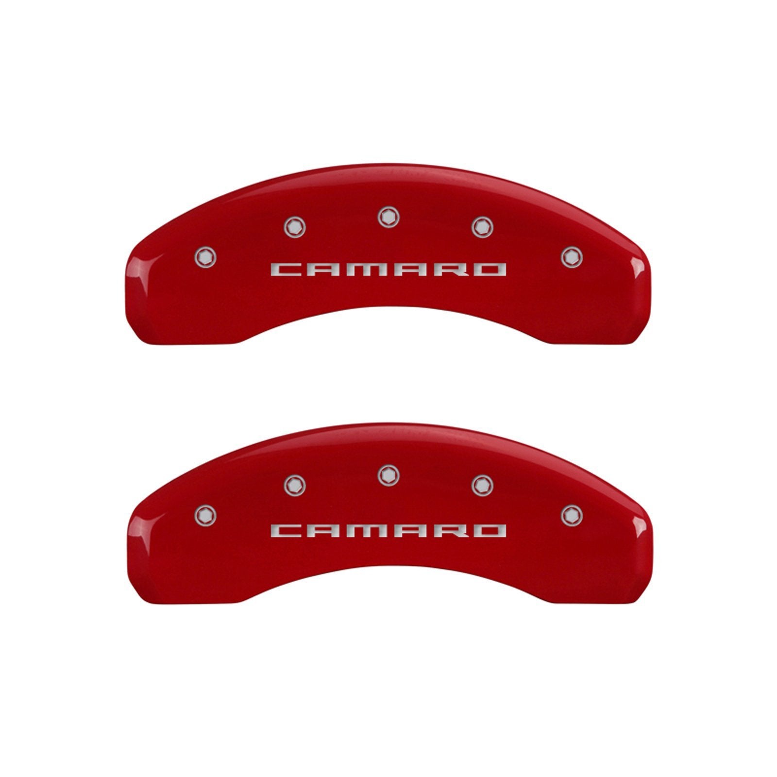 Brake Caliper Covers MGP for Chevrolet Camaro SS (2016-24') Fits 19"+ Wheels (Will Not Fit ZL1 Model) – Powder Coated Red, Engraved Silver CAMARO Logo, Aluminum Caliper Covers (Set of 4)