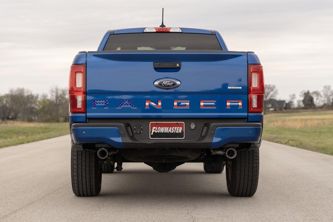 American Thunder Flowmaster 818158 Cat-Back Exhaust Kit 2.5 Inch Aluminized Steel Dual Rear Exit Compatible with 2019-2023 Ford Ranger 2.3L 2 or 4WD Super Crew Cab 5-foot bed and Super Cab 6-foot bed
