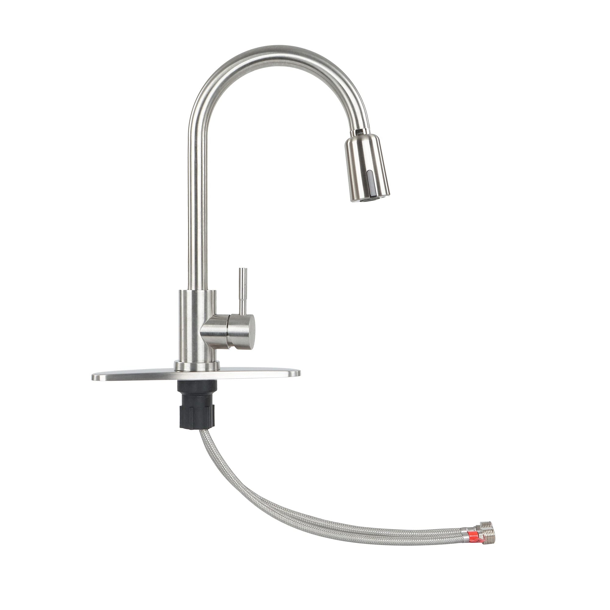 Touchless Empire Faucet Kitchen Faucet - Silver Steel High-Arc Motion Sensor Kitchen Faucet with Optional Deck Plate