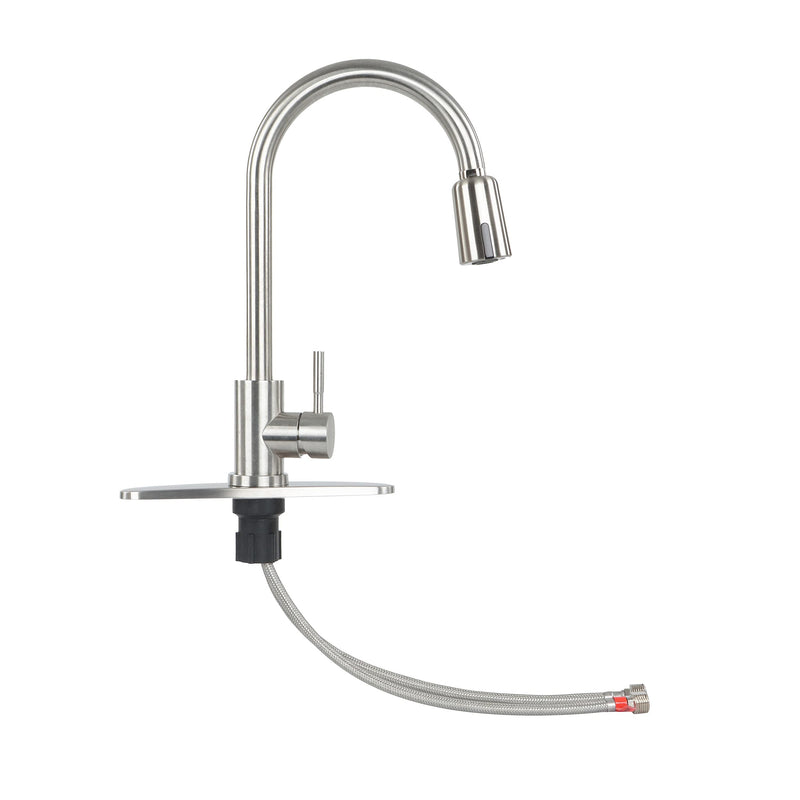 Touchless Empire Faucet Kitchen Faucet - Silver Steel High-Arc Motion Sensor Kitchen Faucet with Optional Deck Plate