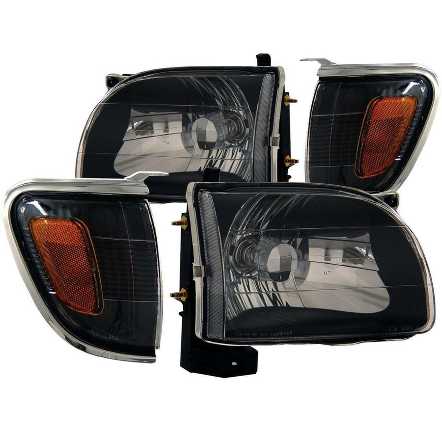 Crystal Headlight Set Anzo USA 121190; Clear Lens; Black Housing; Pair;