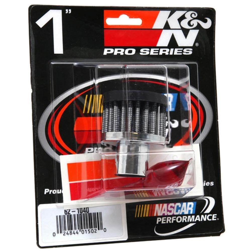 K&N Air Filter/Breather Vent: High Performance, Premium, Washable, Replacement Engine Filter: Filter Height: 1.5 in, Flange Length: 1 in, Shape: Breather, 62-1040