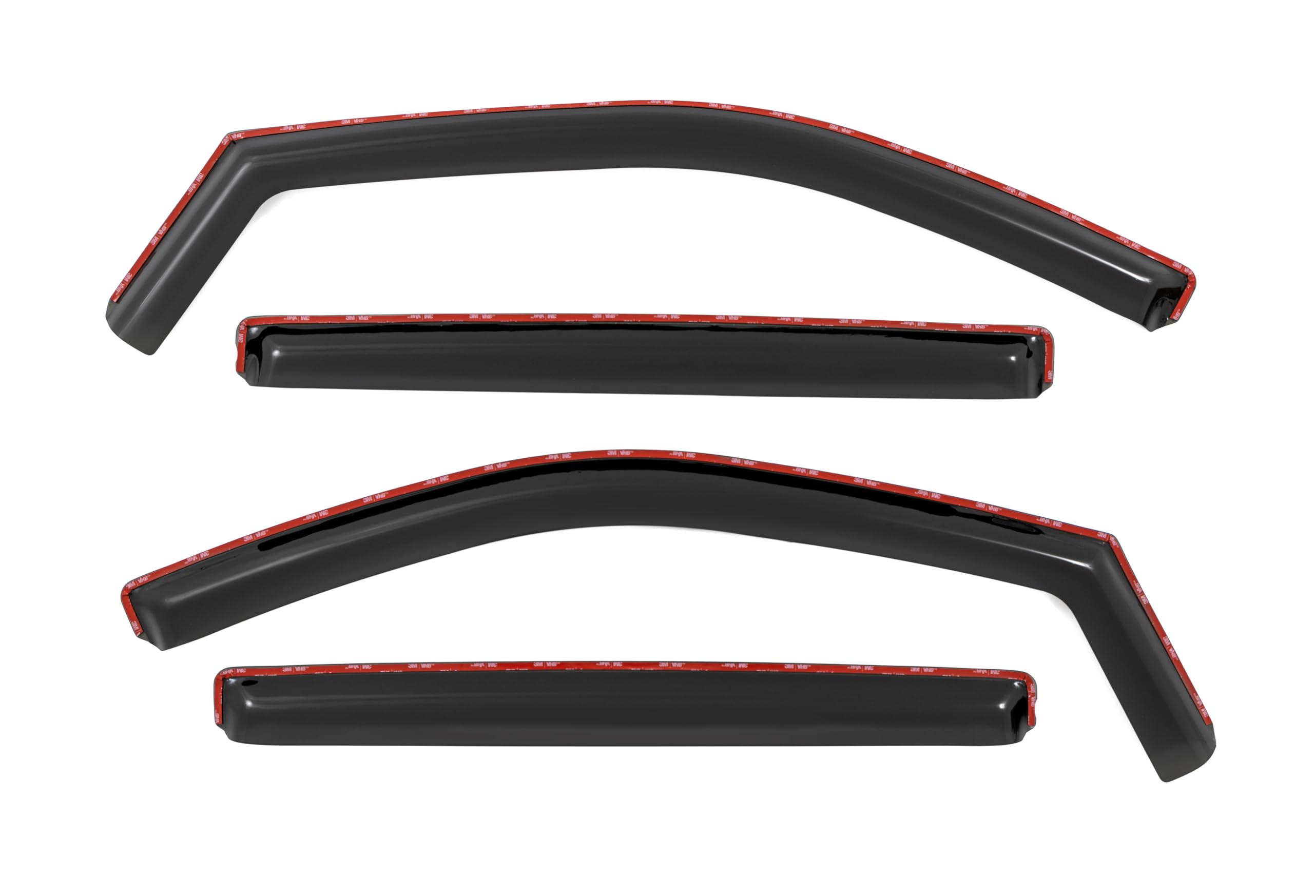 Rough Country Window Rain Guards in-Channel for Chevy Silverado & GMC Sierra 1500/2500HD/3500HD Crew Cab (2019-2025) - Low Profile Window Visors, 4-Pc Rain Guard for Trucks