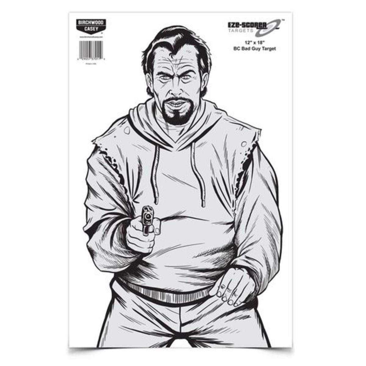 BC Bad Guy Paper Birchwood Casey Eze-Scorer 12" x 18" - 10 targets