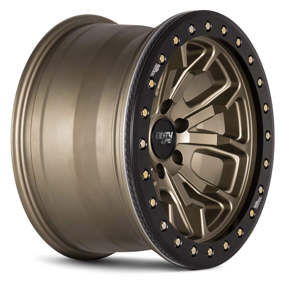 Dirty Life DT-1 Wheel Satin Gold W/Simulated Ring with Alloy Steel (17 x 9. inches /5 x 78 mm, -38 mm Offset)
