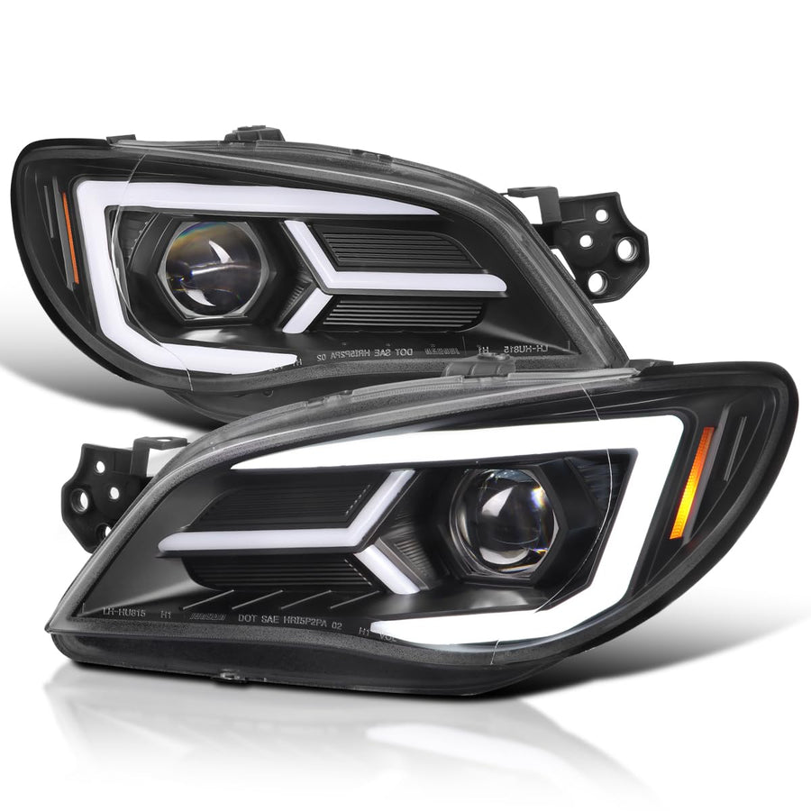 Black SPEC-D TUNING Projector Headlights w/Sequential LED Turn Signal Compatible with 2006-2007 Subaru Impreza WRX/STI Models Only, Left + Right Pair Headlamp Assembly