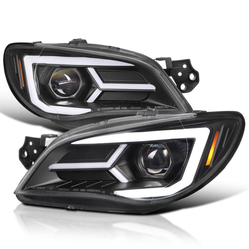 Black SPEC-D TUNING Projector Headlights w/Sequential LED Turn Signal Compatible with 2006-2007 Subaru Impreza WRX/STI Models Only, Left + Right Pair Headlamp Assembly