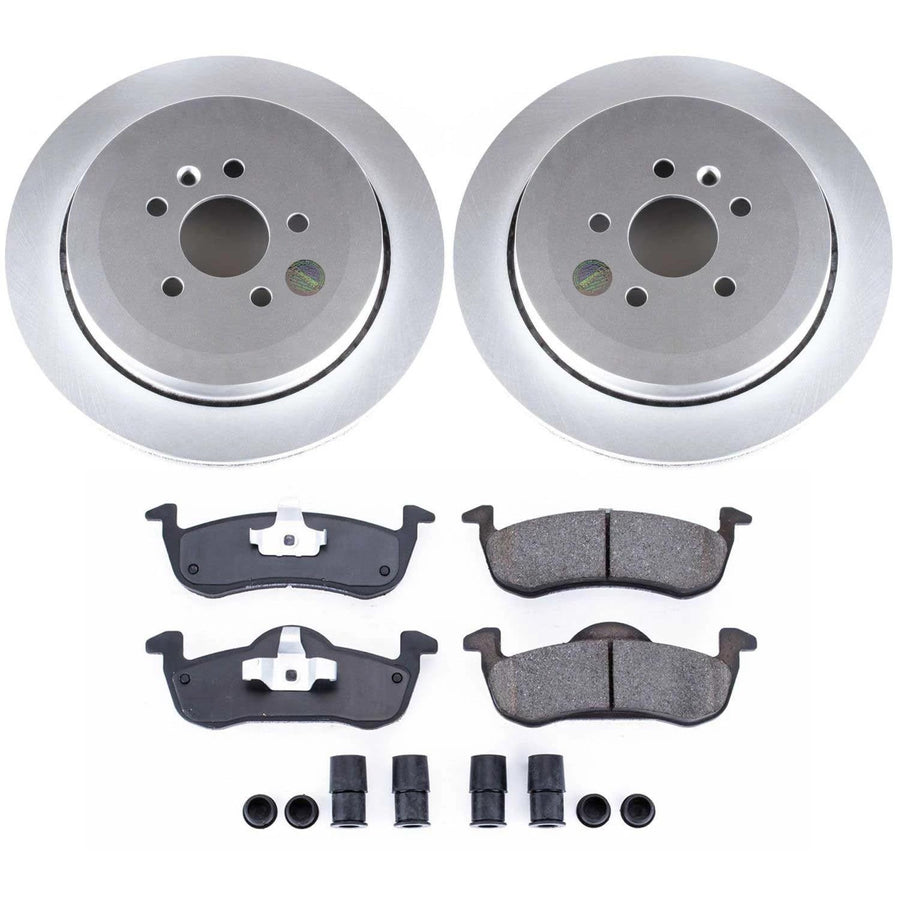 Power Stop Coated Brake Rotor and CRK6819 Ceramic Brake Pads- Rear For Lincoln MKT 2013-2019 [Model Specific]