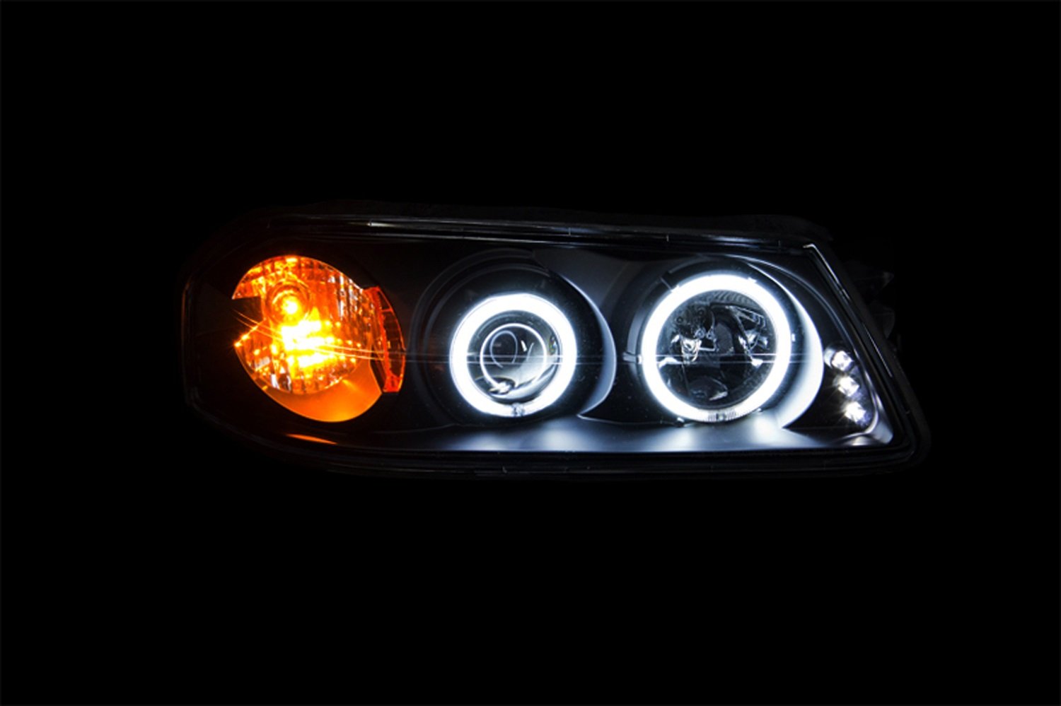 Black Clear/Amber AnzoUSA 121289 Projector Halo Headlight for Chevrolet Impala - (Sold in Pairs)