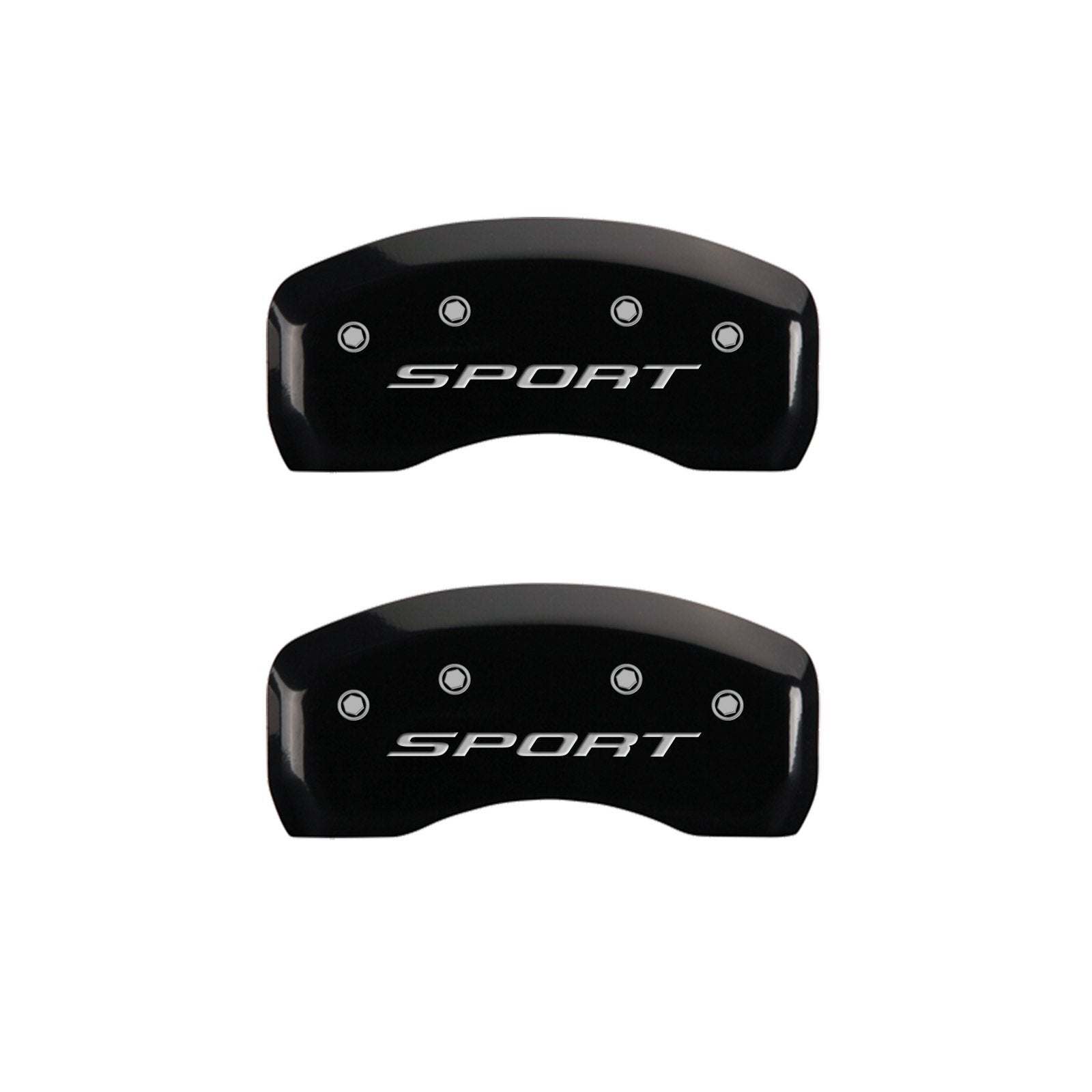 MGP Caliper Covers 10241SSPTBK Front and Rear Caliper Cover, Black Powder Coat Finish, Set of 4 (2015/Sport Silver Characters, Engraved)