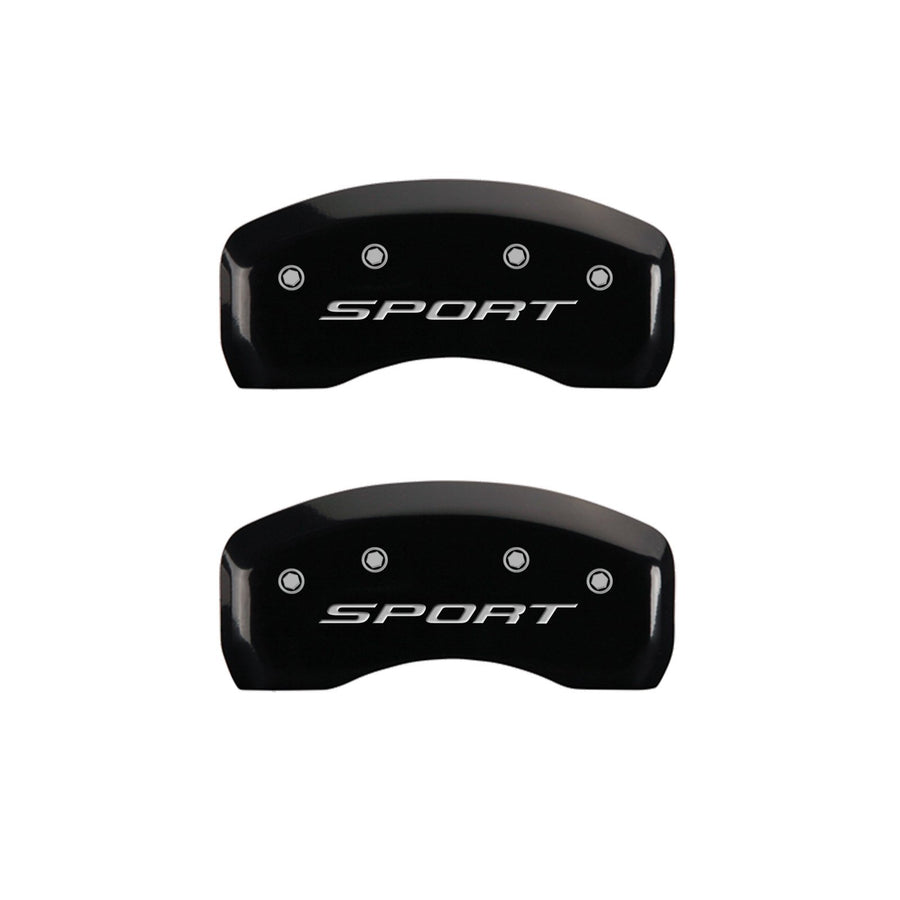 MGP Caliper Covers 10241SSPTBK Front and Rear Caliper Cover, Black Powder Coat Finish, Set of 4 (2015/Sport Silver Characters, Engraved)
