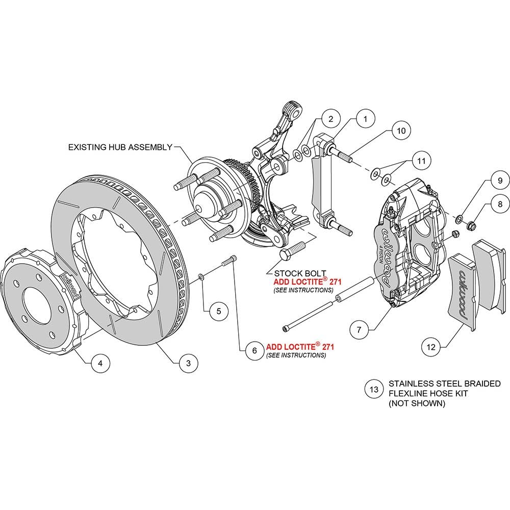 Front Wilwood Racing Brake Kit for Ford Mustang 140-12508
