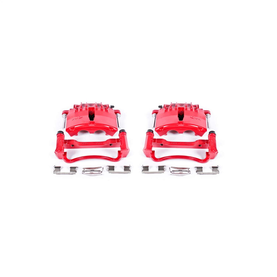 Power Stop S4722 Front Pair of High-Temp Red Powder Coated Calipers For Ford Mustang 1999-2002 [Model Specific]