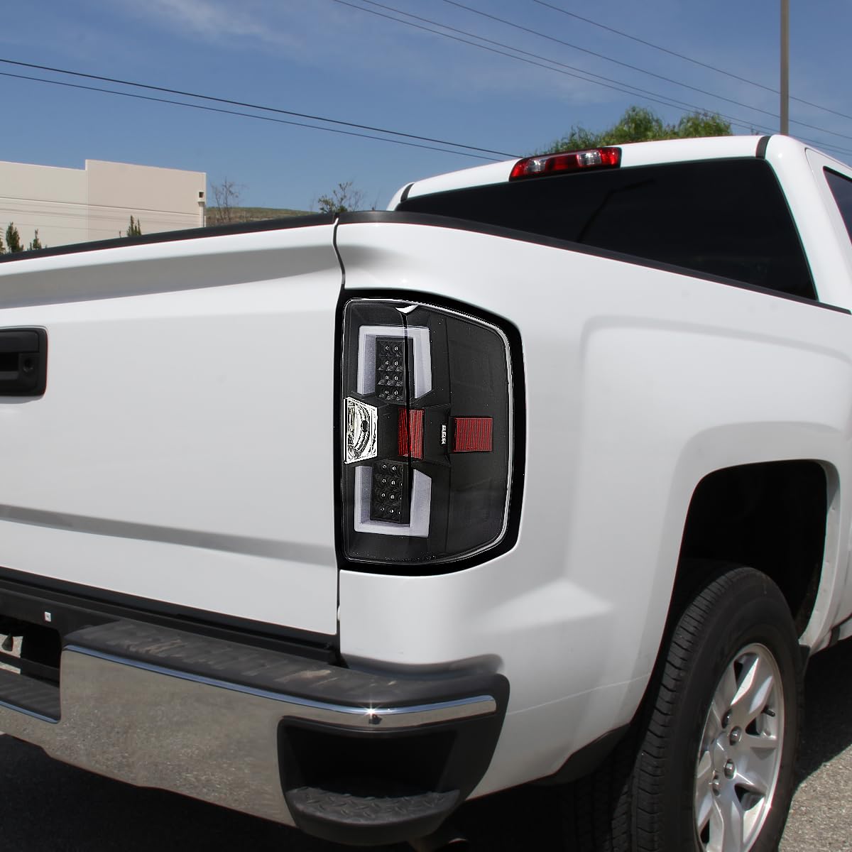 Black LED Tube Tail Lights SPEC-D TUNING Compatible with 2014-2018 Chevy Silverado 1500, 2015-2019 Silverado 2500HD/3500HD, Left + Right Pair Assembly