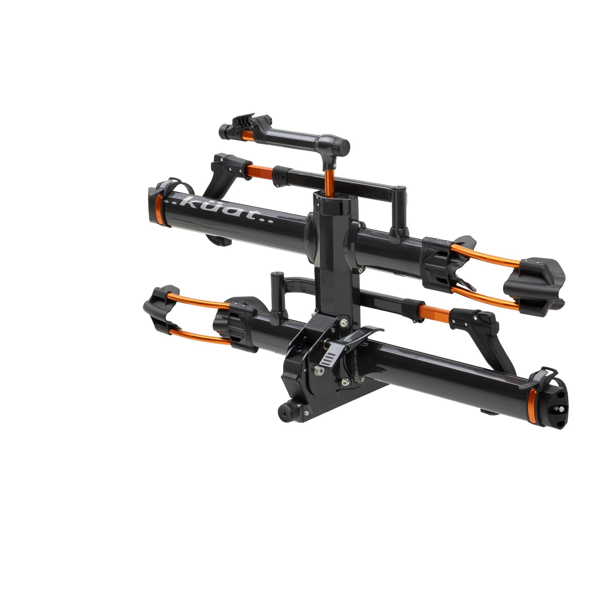 2-Bike Hitch Rack KUAT NV 2.0-2" | Robust 2-Bike Rack with Trail Doc for Riders & Cyclists | Rugged All-Metal Construction | E-Bike Compatible | Easy Installation, Gray Metallic/Orange Anodize