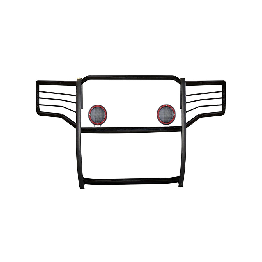 Bumper Guard Black Horse Grille Brush Modular Black Come with Pair of 5.3" Dia.LED Lights with Red Trim Rings Compatible with 2015-2019 GMC Sierra 2500 HD|2015-2019 GMC Sierra 3500 HD-17GS14MA-PLFR