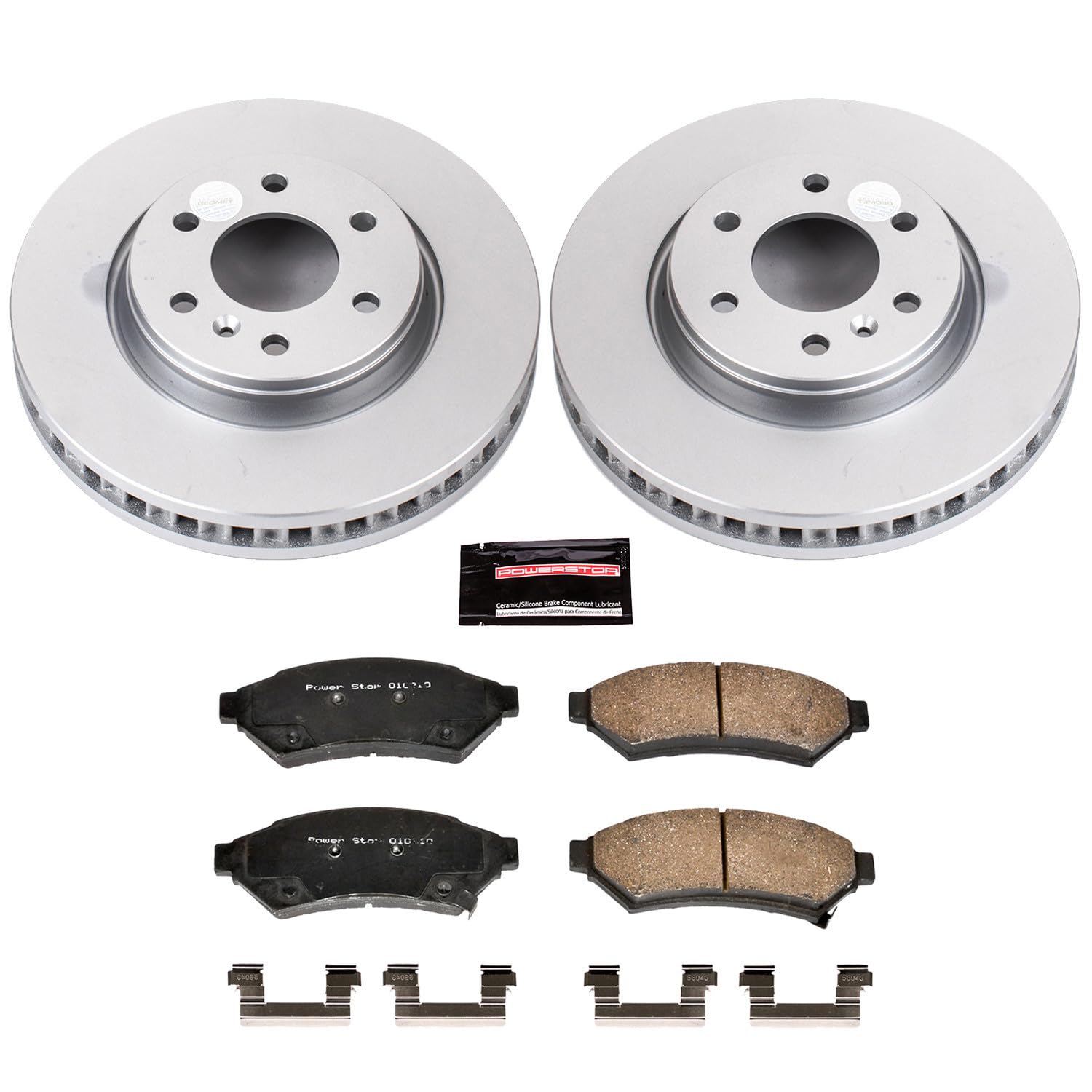 Power Stop Coated Brake Rotor CRK4602 & Ceramic Brake Pads- front