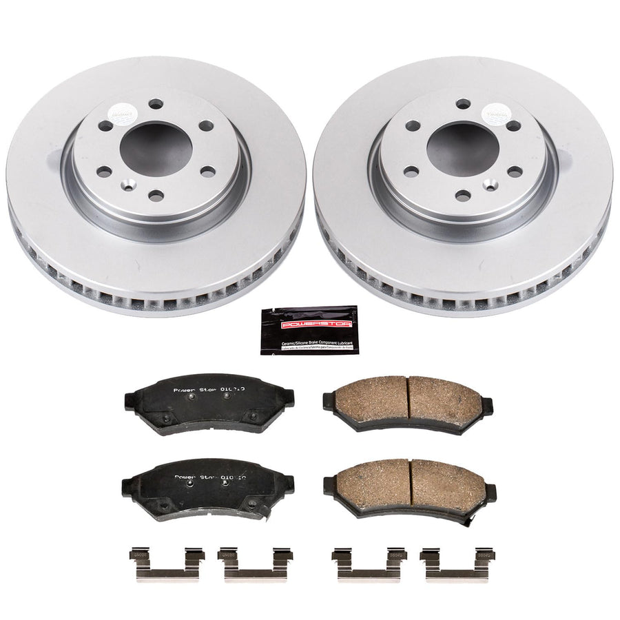 Power Stop Coated Brake Rotor CRK4602 & Ceramic Brake Pads- front