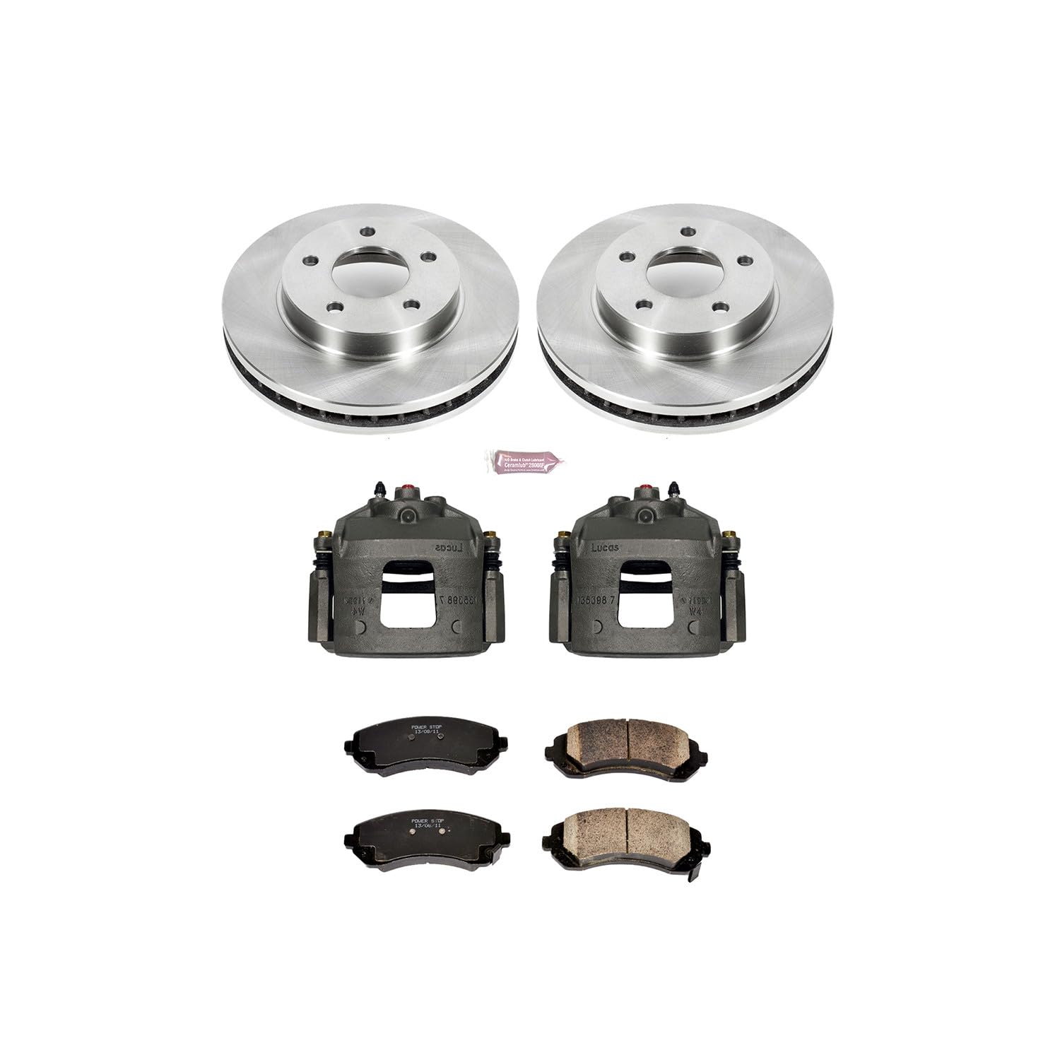 Power Stop KCOE5233 Replacement Autospeciality Front Caliper Kit- OE Rotors, Ceramic Brake Pads, Calipers For Buick Rendezvous 2002-2007, Pontiac Aztek 2001-2005 [Model Specific]