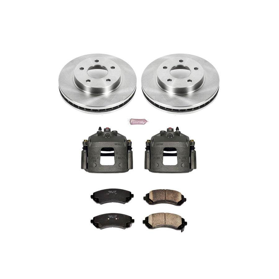 Power Stop KCOE5233 Replacement Autospeciality Front Caliper Kit- OE Rotors, Ceramic Brake Pads, Calipers For Buick Rendezvous 2002-2007, Pontiac Aztek 2001-2005 [Model Specific]