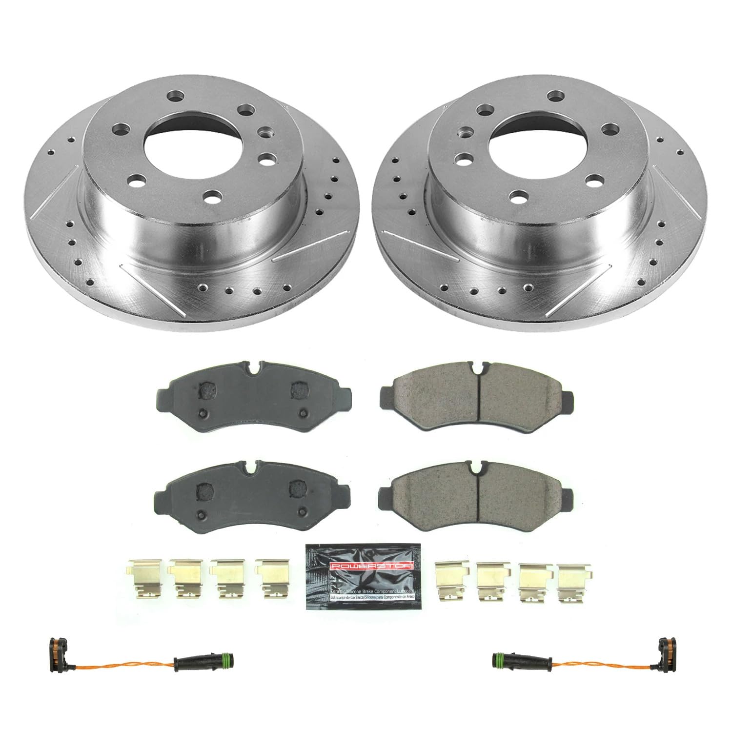 Power Stop Z23 Rear Brake Kit-Drilled/Slotted Brake Rotors & Carbon Ceramic Brake Pads K8649