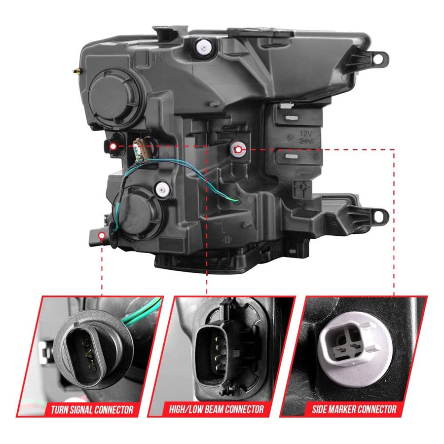 2018-2020 Ford F-150 ANZO (111509) Projector Headlight w/Plank Style Switchback Black Housing