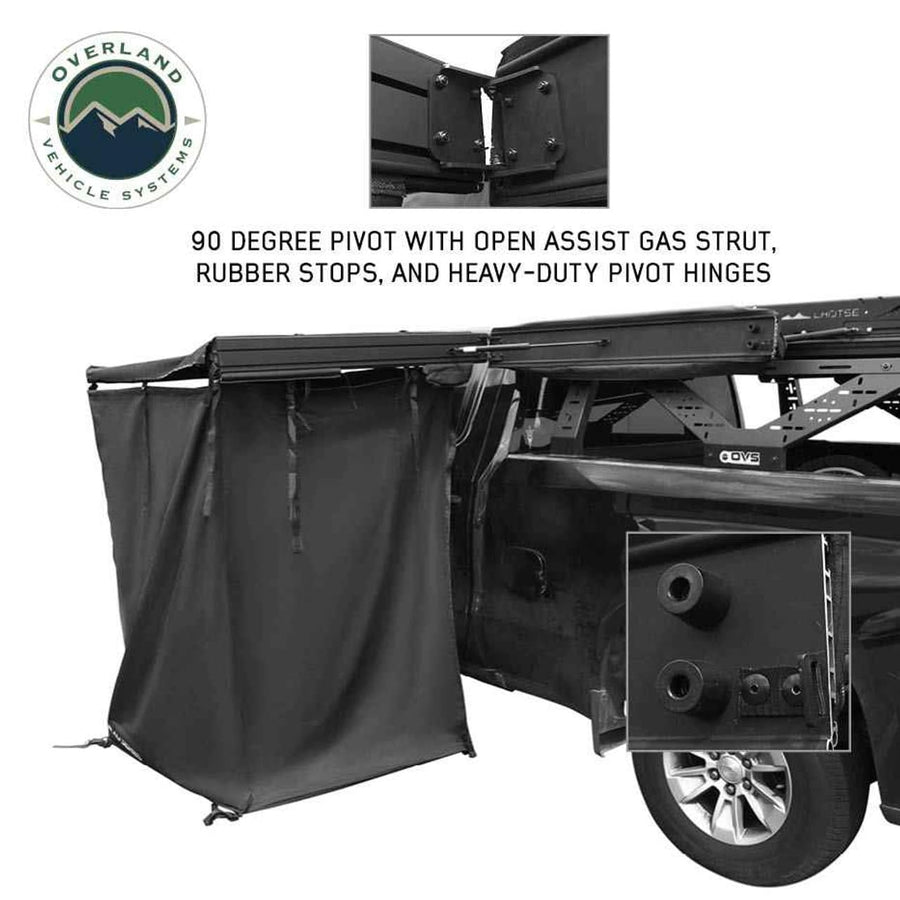 Overland Vehicle Systems Nomadic XD 90 Degree Pivot Shower Awning - Quick Deploying w/Light Strip & Black Out