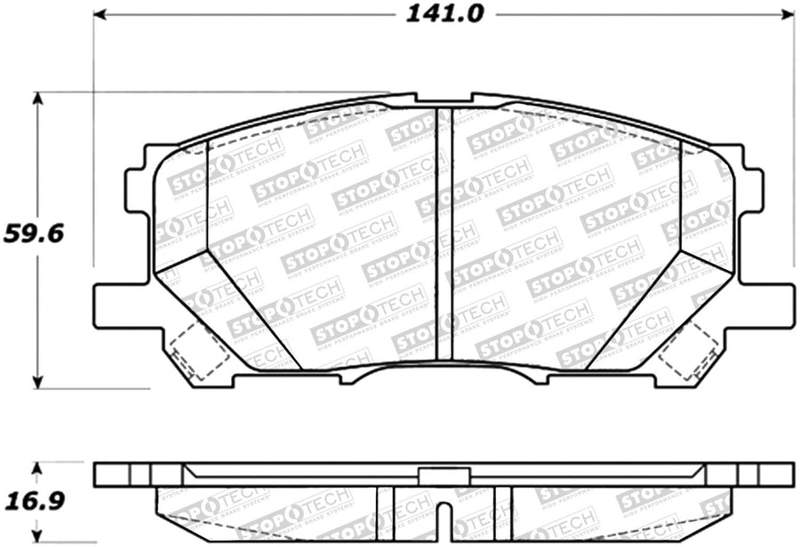 Front StopTech 308.10050 Brake Pads with Shims and Hardware Street