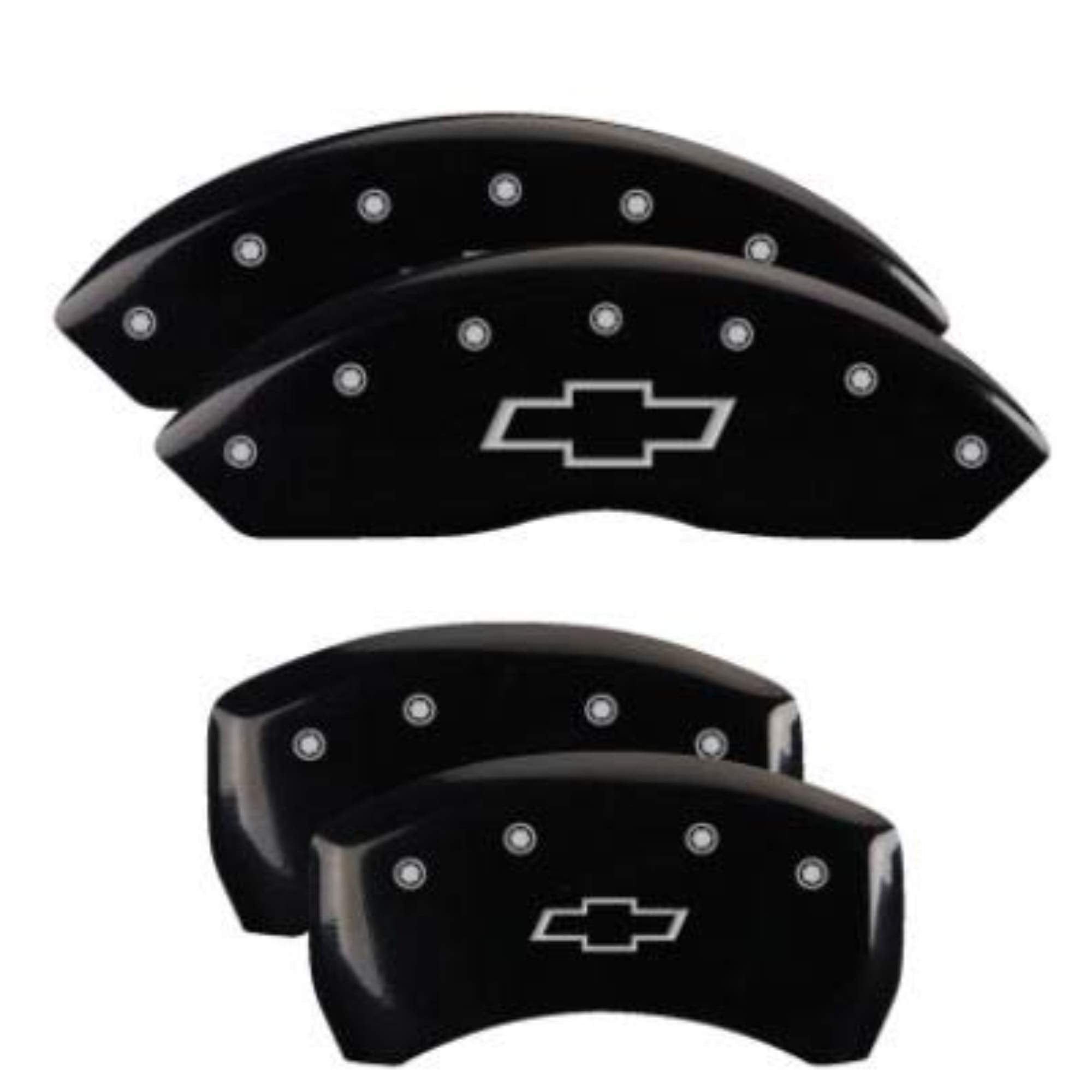 MGP 14255SBOWBK Caliper Covers Black Powder Coat Finish, Silver Characters, Set of 4