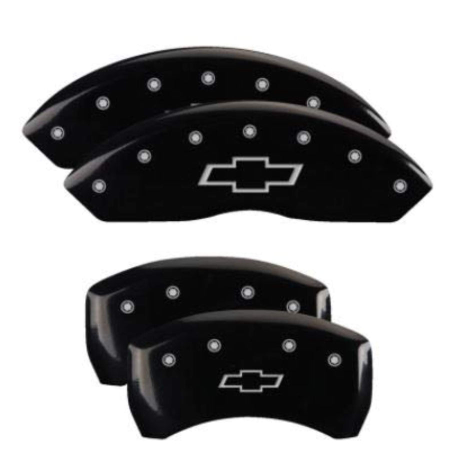 MGP 14255SBOWBK Caliper Covers Black Powder Coat Finish, Silver Characters, Set of 4