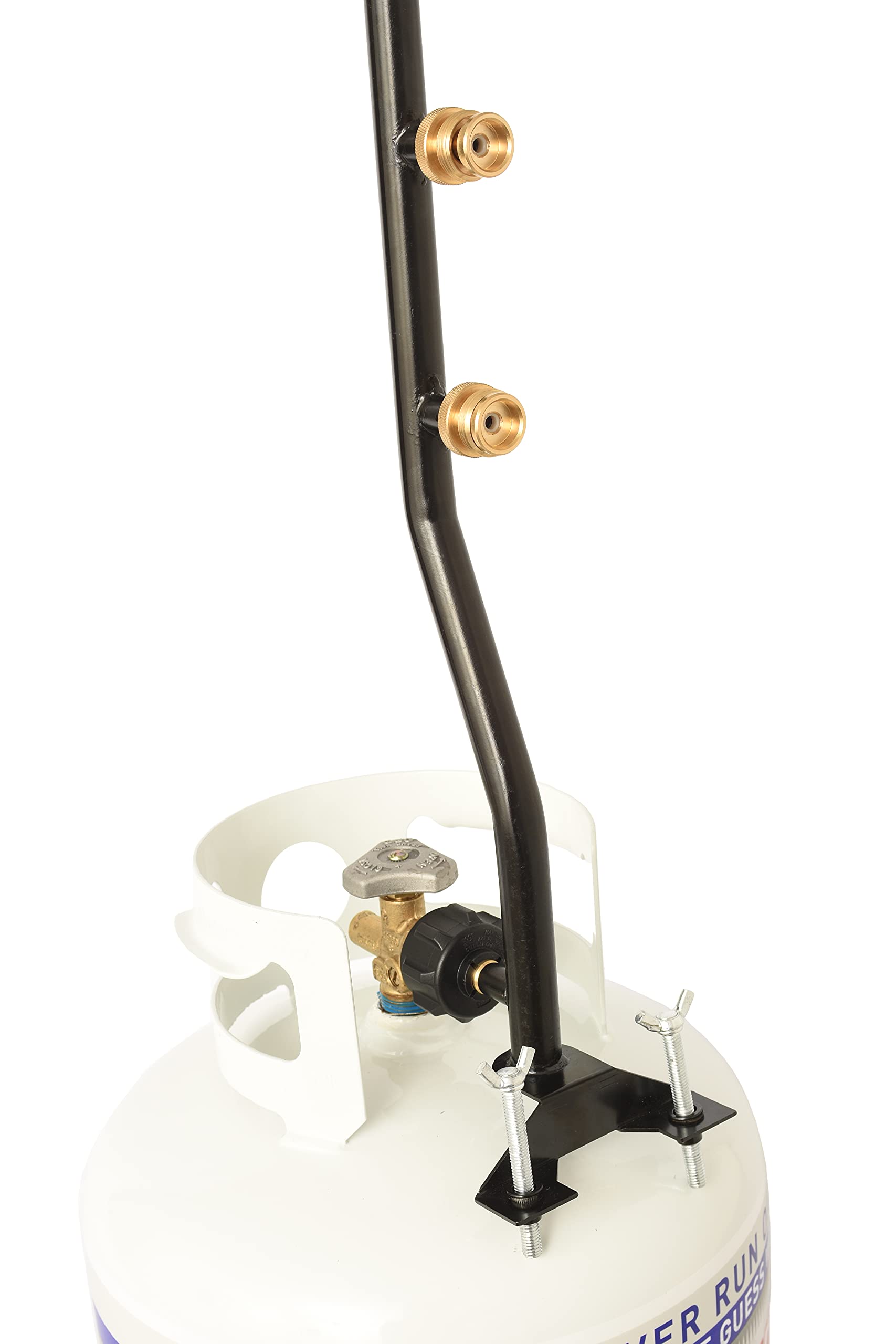 Flame King 3 Outlet Adapter FK-DP2PC 20 to 1LB Propane Distribution Post Pole Tree Stem Stand for Stove, Lanterns, and Camping, Black