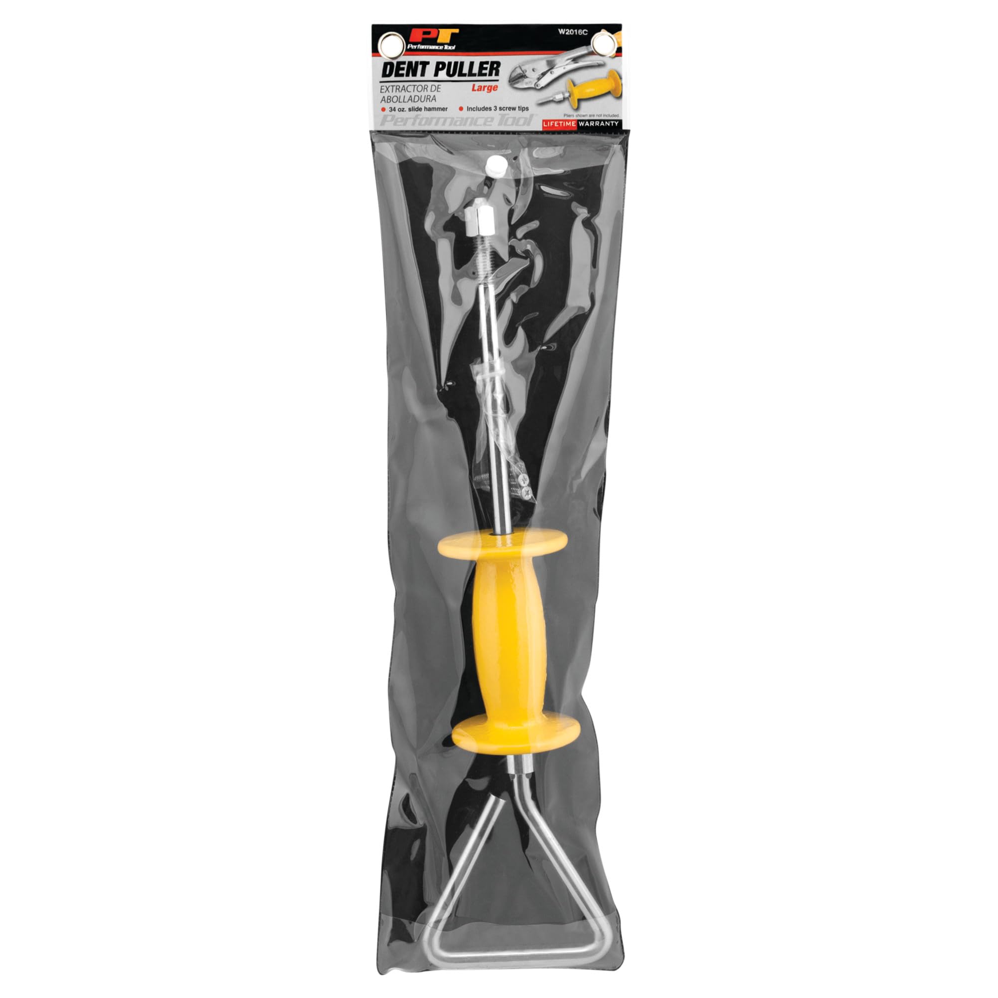 34 oz Performance Tool W2016C Heavy Duty Slide Hammer with 3 Screw Tips and One Piece Shaft/Handle for Strength